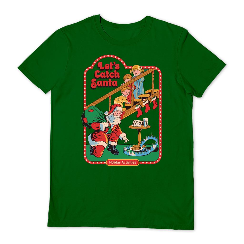 STEVEN RHODES (LET`S CATCH SANTA) GREEN UNISEX T-SHIRT LARGE