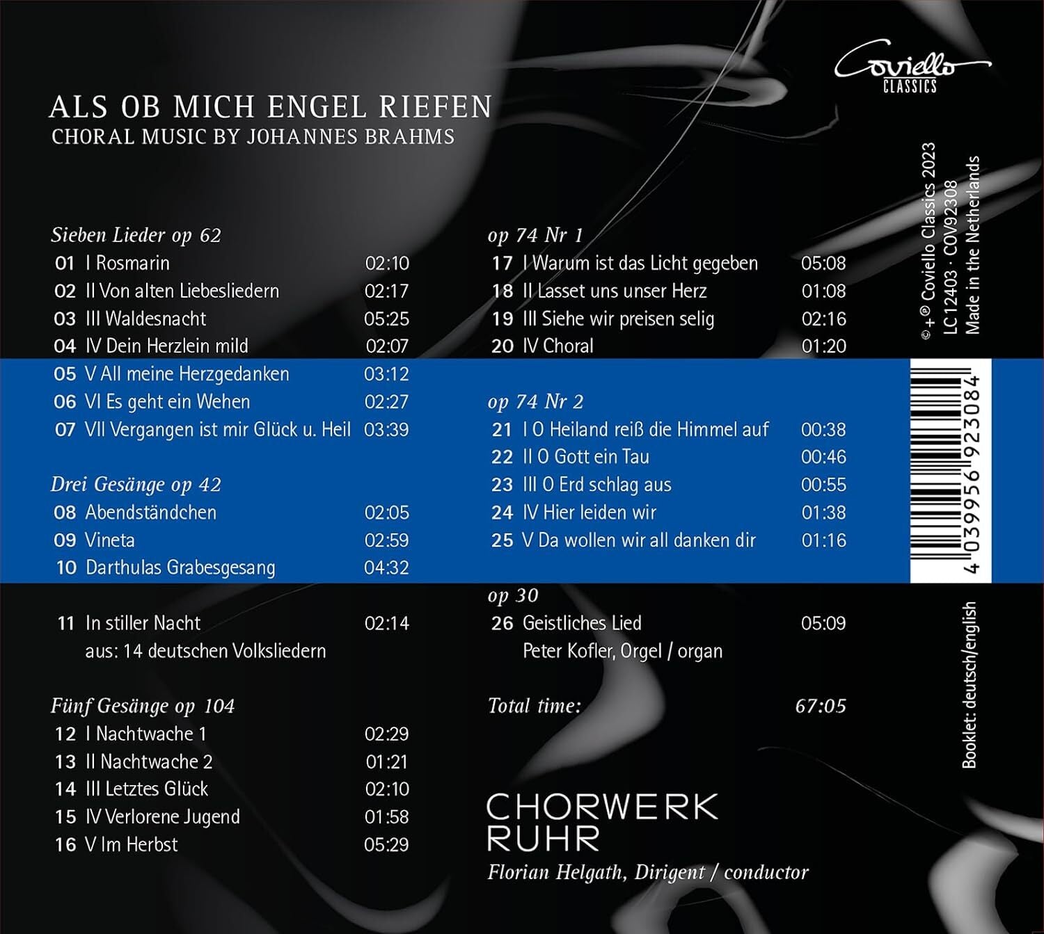 Als Ob Mich Engel Riefen: Choral Music By Johannes Brahms