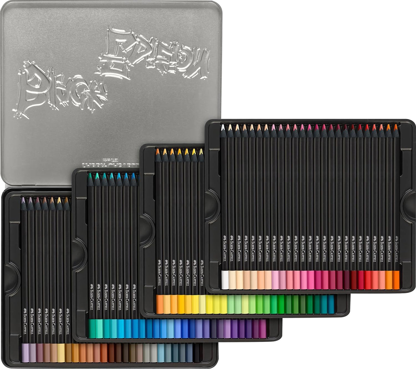 Faber-Castell Black Edition 116490 Colouring Pencils, 100 Metal Case, Shatterproof, for Children and Adults