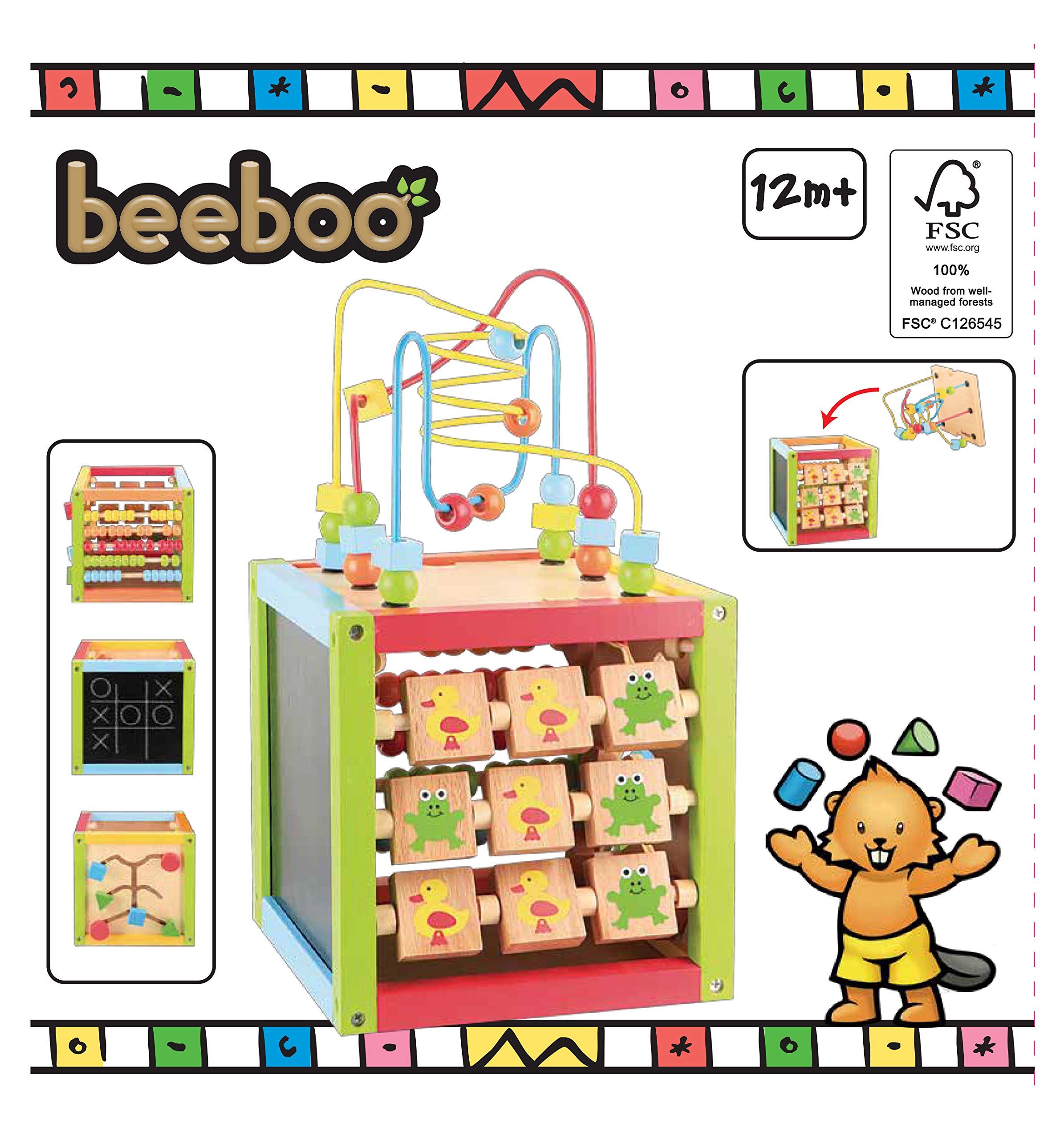 Wooden Toy Mouse Learning Cube with Motor Skills Game