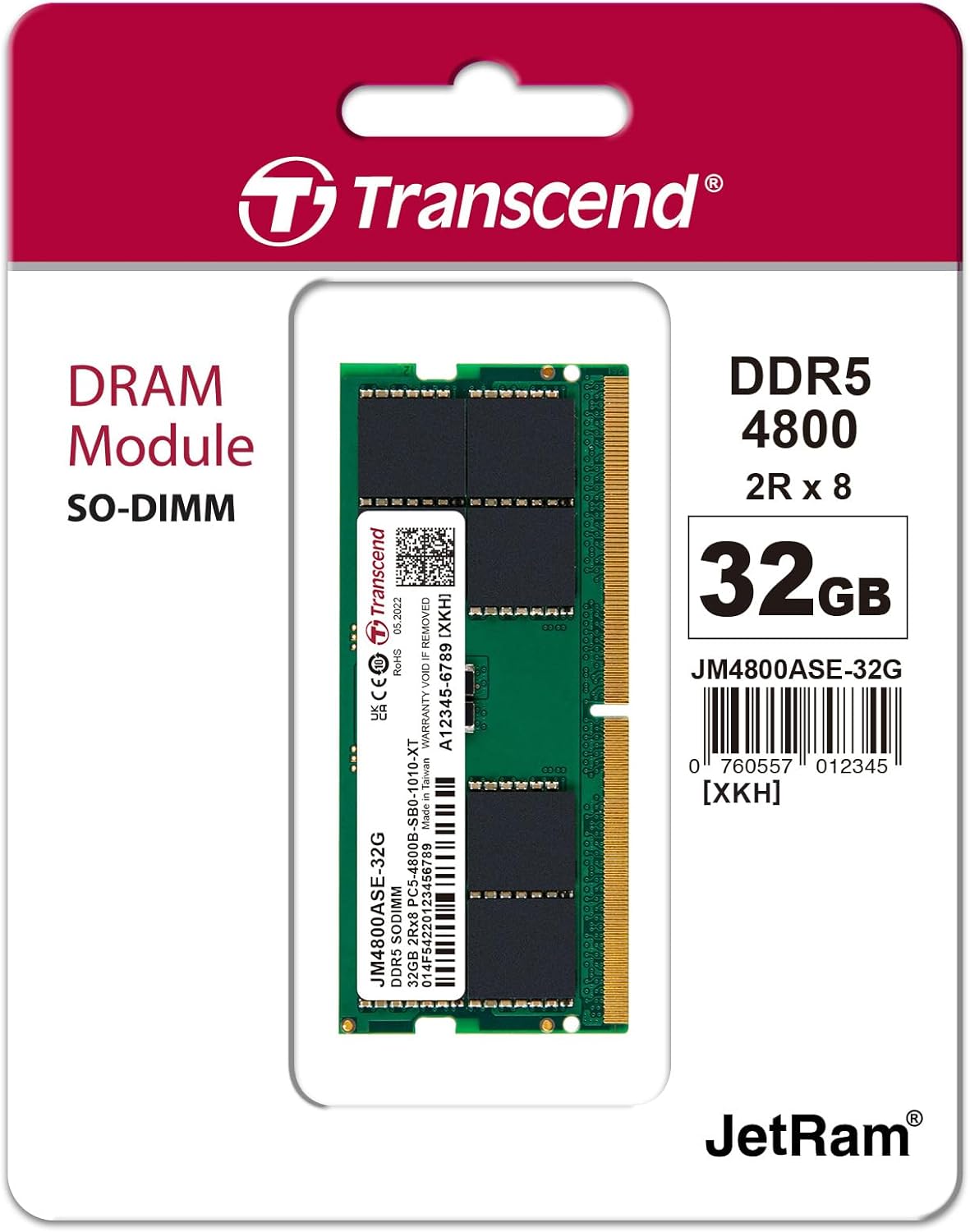 Transcend Modulo di memoria SO-DIMM da 32 GB DDR5 4800 MHz - JM4800ASE-32G