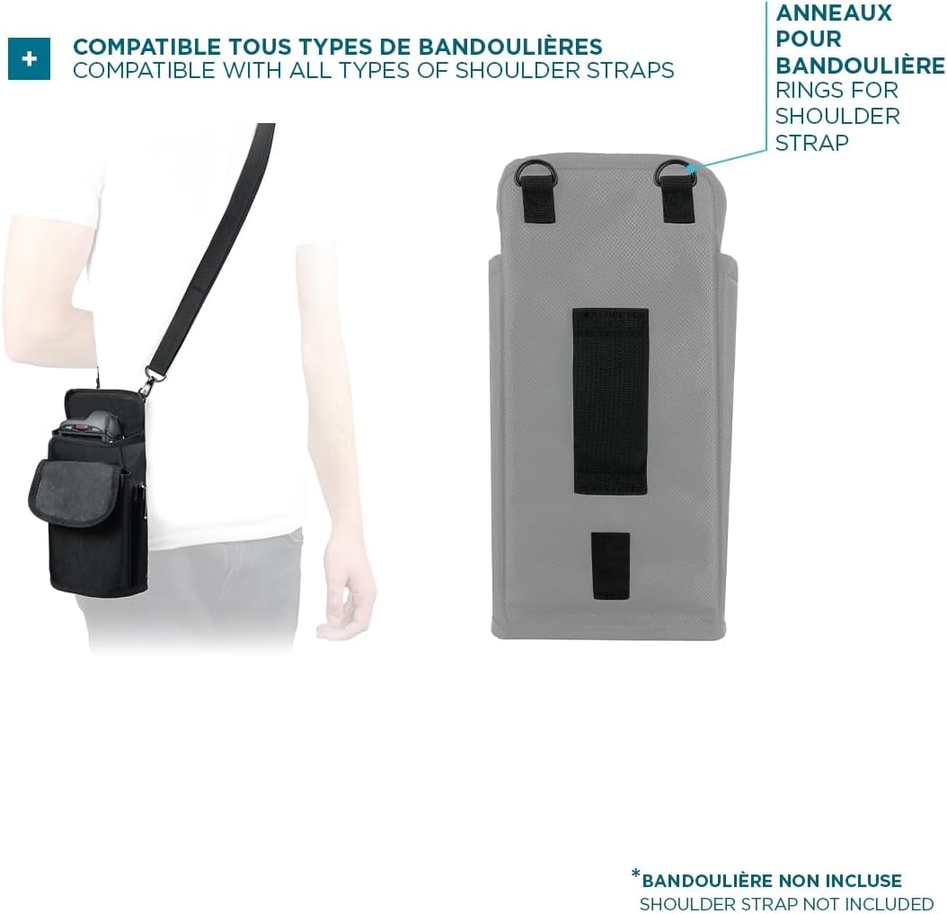 MOBILIS Holster Cartuchera Funda para Ordenador Móvil/Escáner con Cinturón y Bolsillo, Texti Resistente, Negro