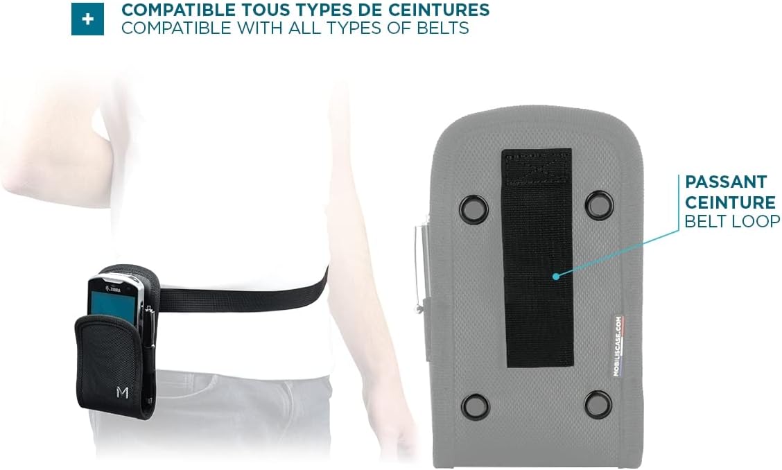 Mobilis Holster Case for Input Terminal/Smartphone with Belt - Interior Dimensions 180 x 90 x 30 mm - Black