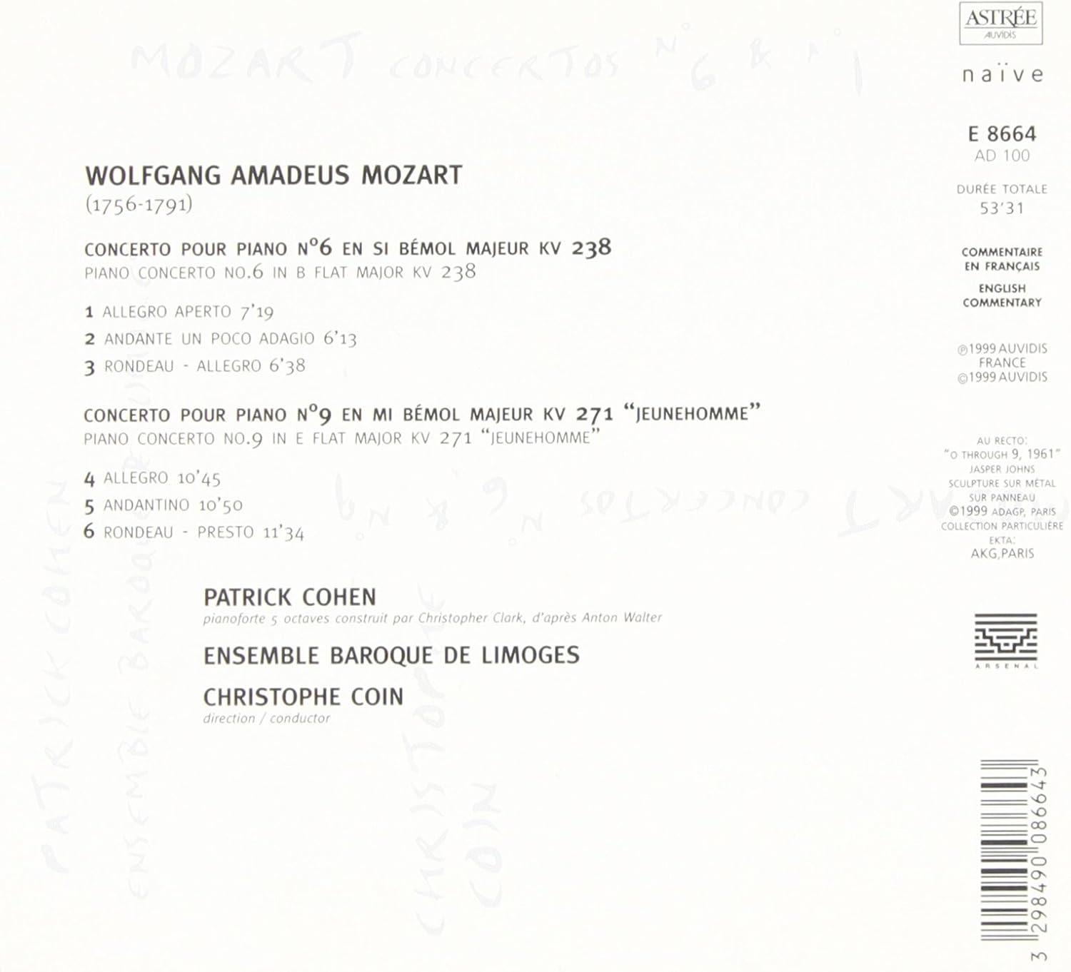 Piano Concertos Nos. 6 and 9 (Cohen, Ens Baroque De Limoges)