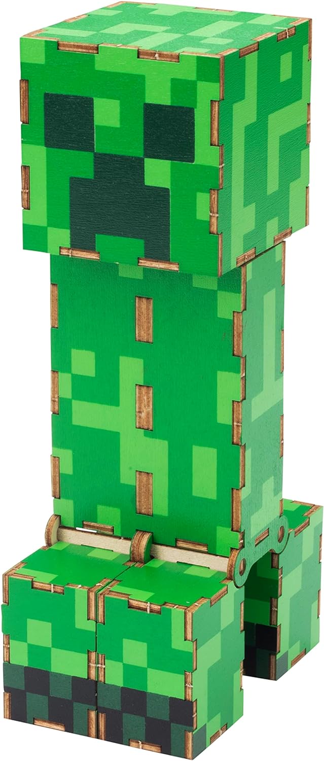 Incredibuilds Minecraft Creeper 3D Wood Puzzle & Model Figure Kit (38 Pieces) - Build & Paint Your Own 3-D Video Game Toy, No Glue Required - Officially Linensed - Gift for Kids, Boys & Teens