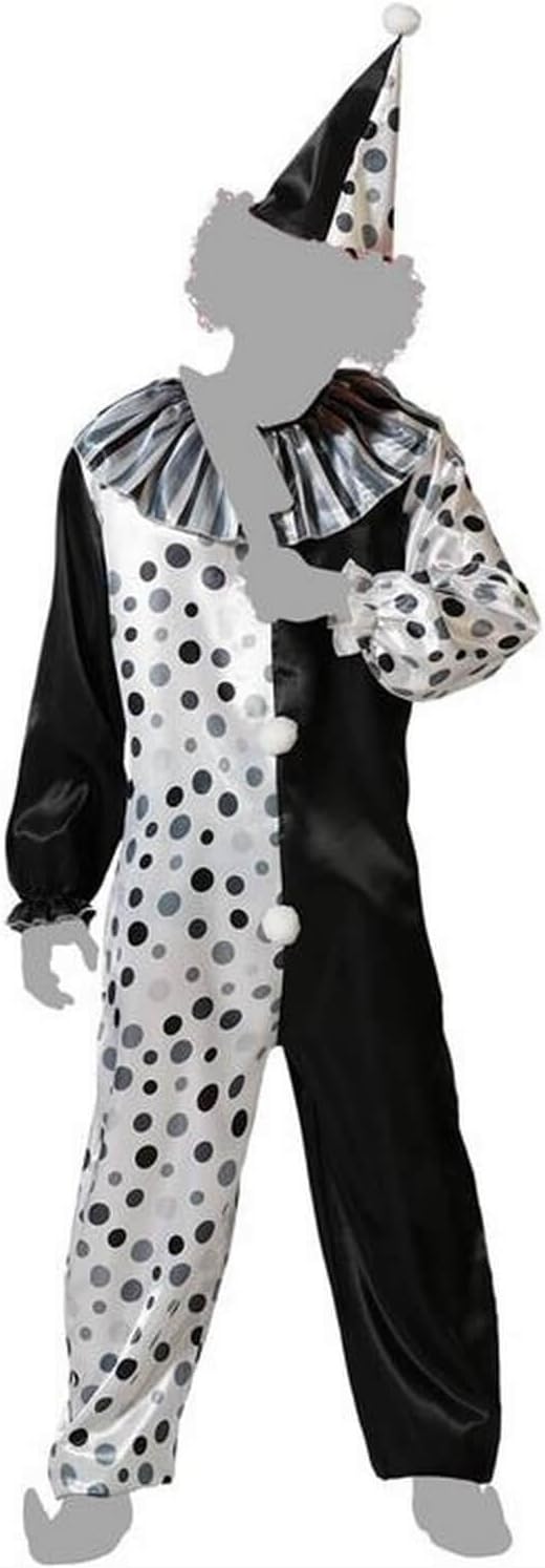 Atosa Costume Clown Grey Halloween Funny Scary Man And Woman Themed Horror Pampering Devilish Daredevil Jumpsuit Polka Dots Ruffles And Buttons Frightening Appearance Pennywise Novel