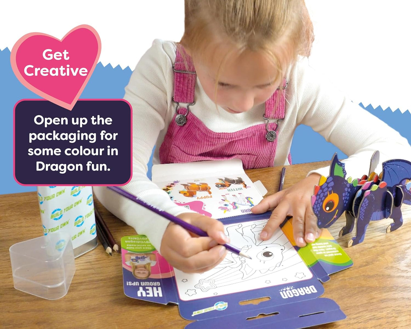 Build Your Own Baby Dragon - Comes with Accessories and Trinket Chest! - Eco Friendly Cardboard Craft Kit - Ages 4+