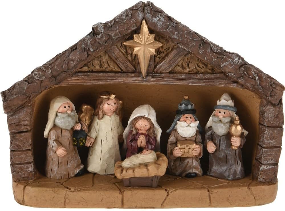 Koopman Weihnachtskrippe, 18 cm, 7-teilig, Braun