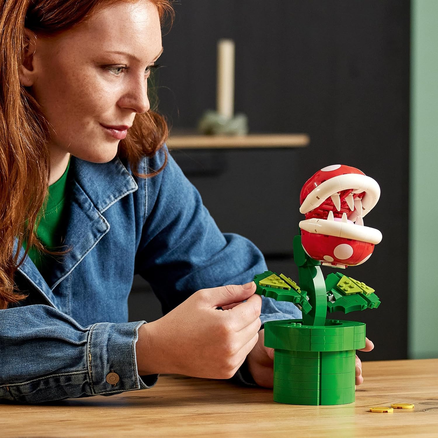 LEGO Super Mario Piranha Plant Set, Posable Character Figure With Pipe & 2 Coin Elements, Model Kit For Adults To Build, Bedroom Decoration Idea, Gift for Men, Women and Teenagers 71426