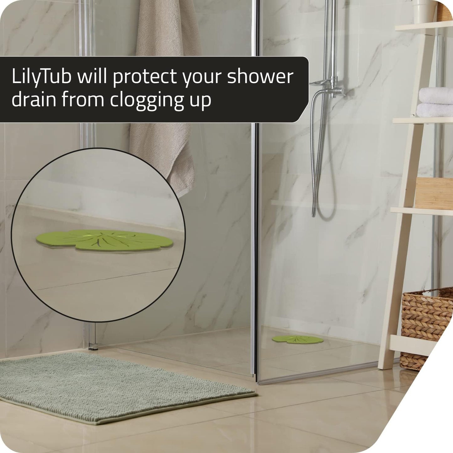 Peleg Design Lilytub: Drain Hair Catcher - Fun Lily Pad-Shaped Shower Drain Hair Catcher w/Suction Cups | Silicone Hair Catcher | Shower Drain Hair Catcher for Drains of Up to 4” | Cute Drain Cover