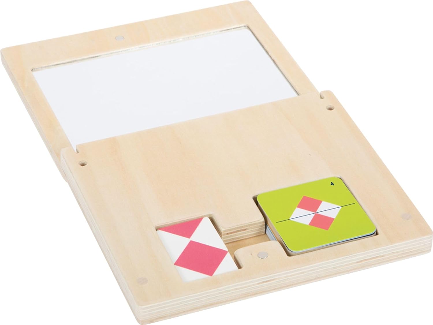 small foot Symmetry Game with Mirror Educate, wood, puzzle in wooden box w/magnetic latch, for ages 5+ yrs, 12463