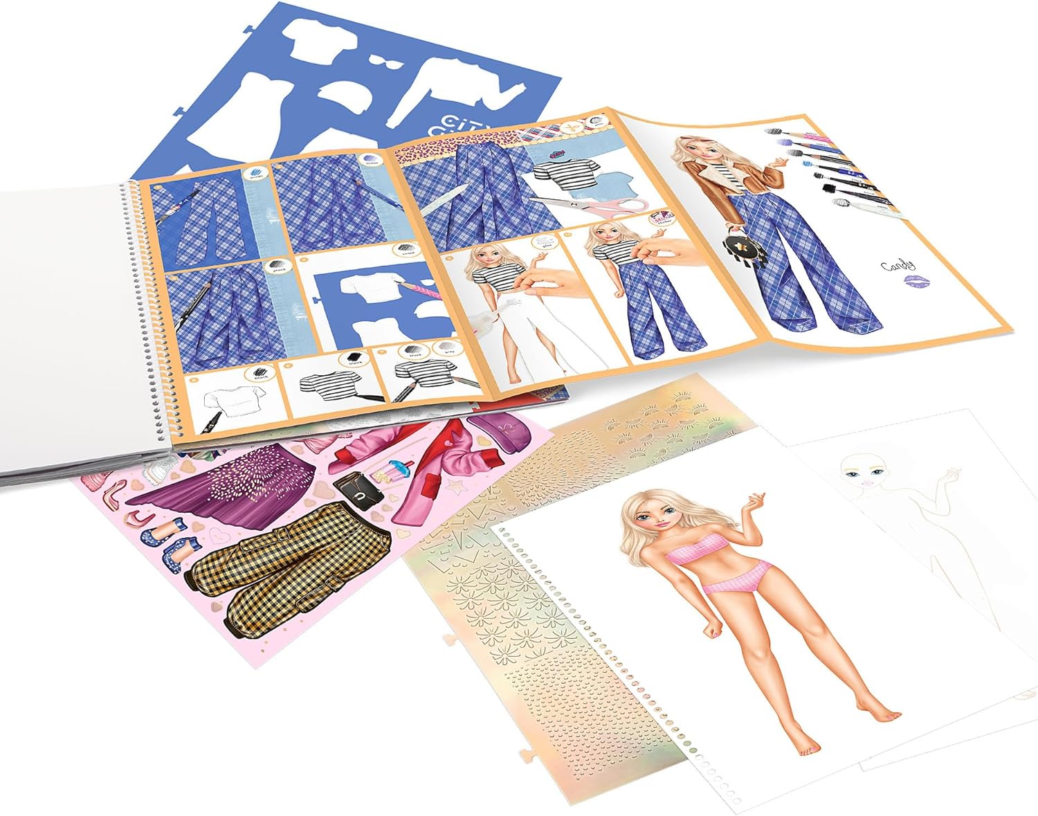 Depesche 12725 TOPModel-Colouring Special Design Book, with Stencils, Pattern Sheet and Many Accessories, Approx. 29.5 x 23.7 x 1.5 cm
