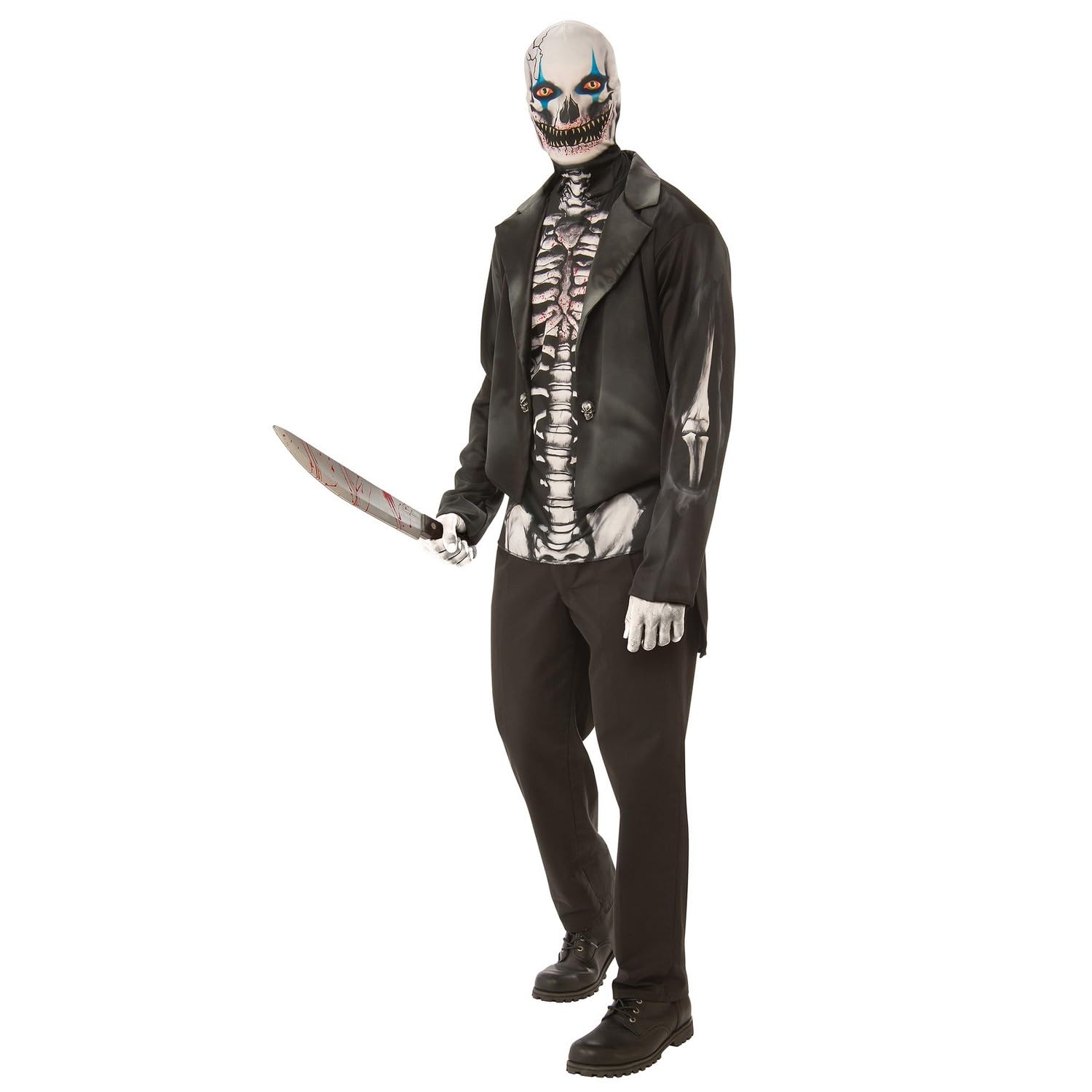 Bristol Novelty Disfraz de esqueleto blanco y negro para adultos, tamaño extragrande, 1 juego, perfecto para Halloween