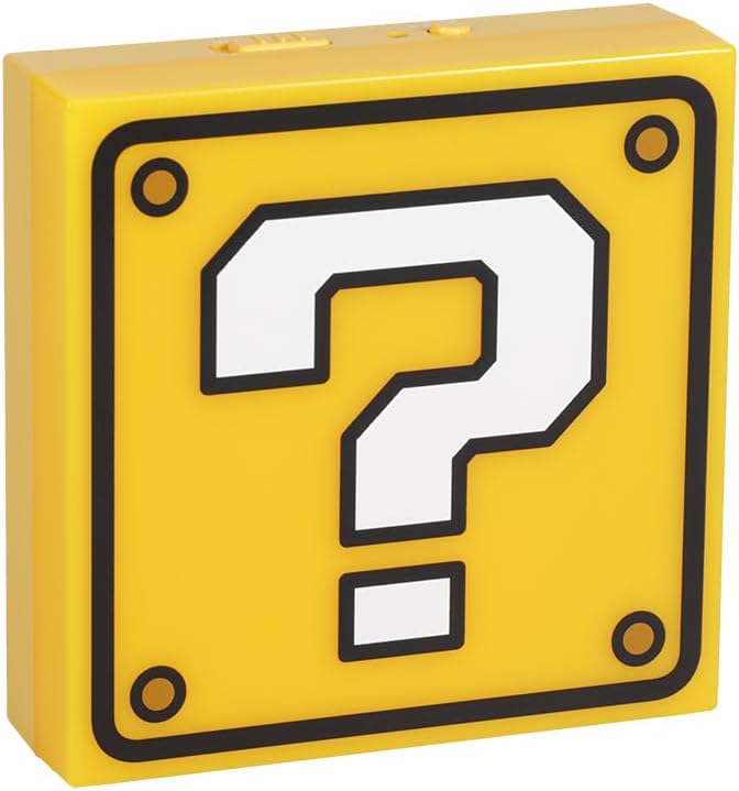 Paladone Super Mario Question Block Night Light - Officially Licensed Nintendo, Auto Night Sensor and Portable with Wall Adhesive, Retro Gift for Gamers