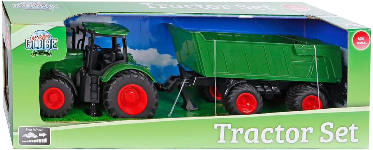 Kids Globe Farming Tractor met trailer groen 41 cm 540520