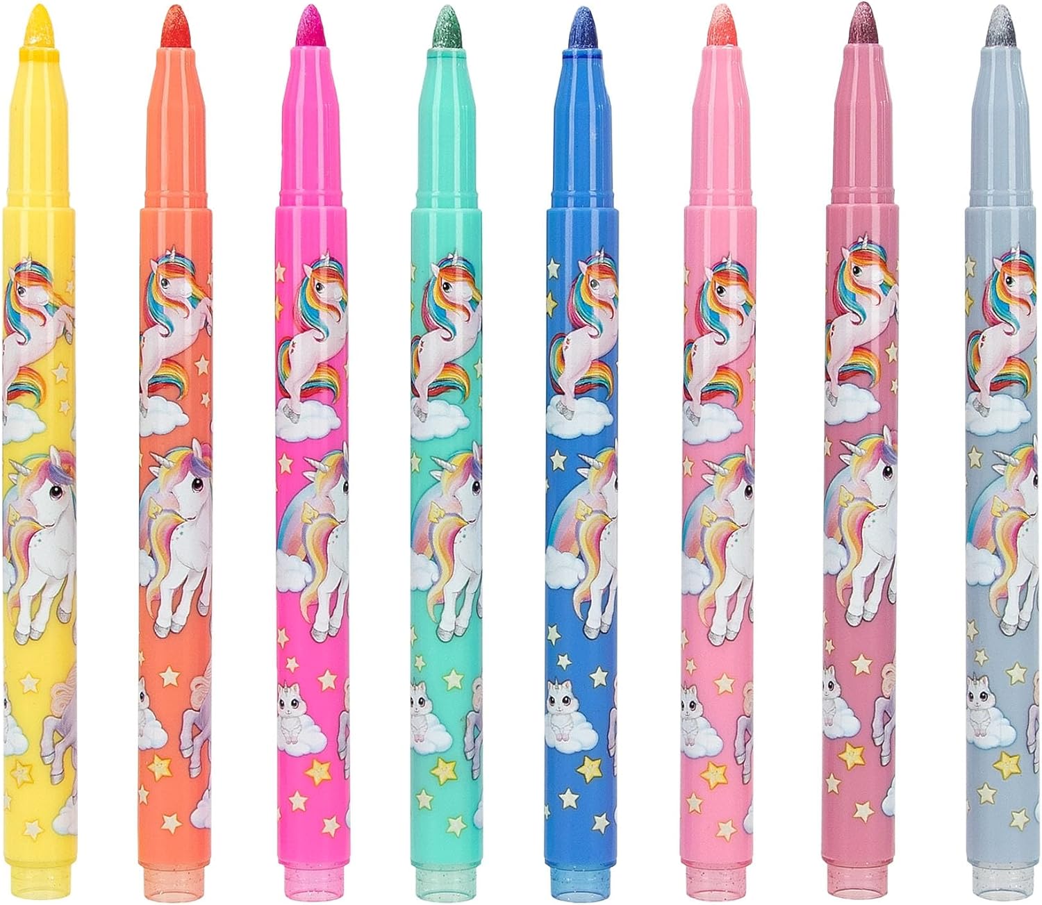 Depesche 12094 Ylvi - Rotuladores Brillantes, Juego de 8 rotuladores en Colores Metalizados, para Pintar, Escribir y Decorar