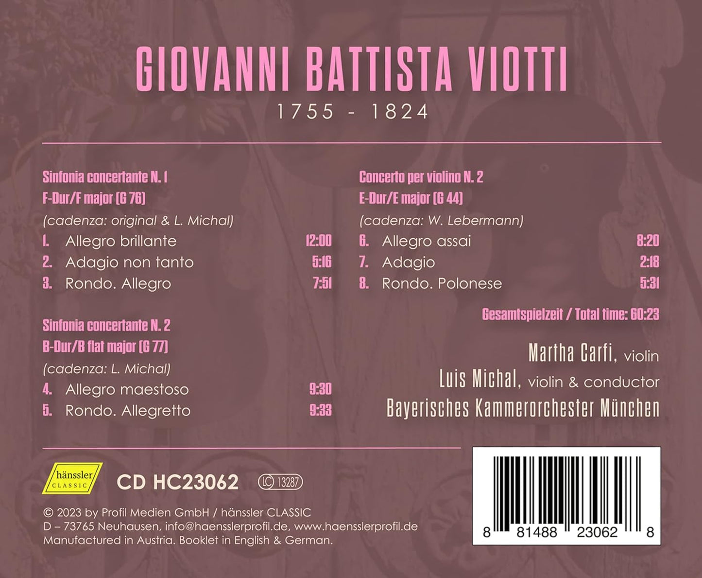 Viotti: Sinfonie concertanti 1 & 2; Concerto per Violino 2