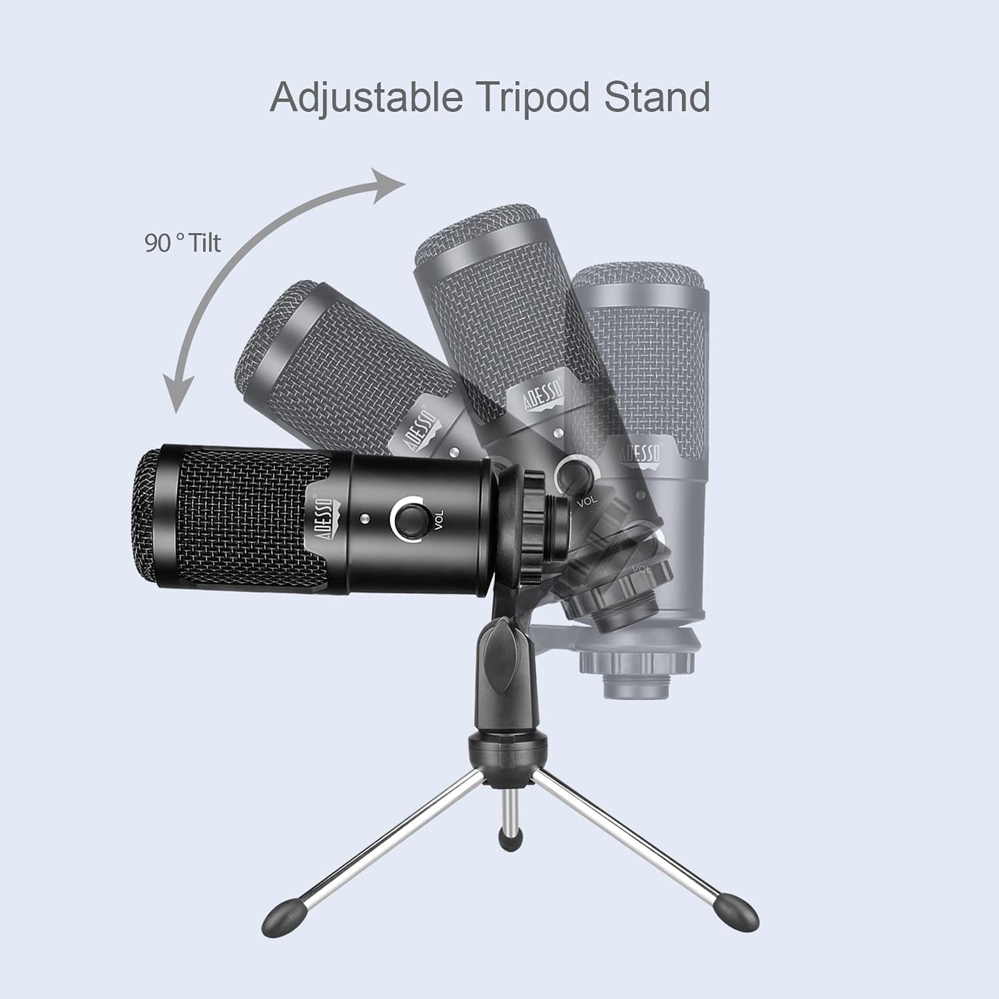 Adesso Xtream M4 Cardioid USB Microphone with Stand for Recording, Streaming and Meetings