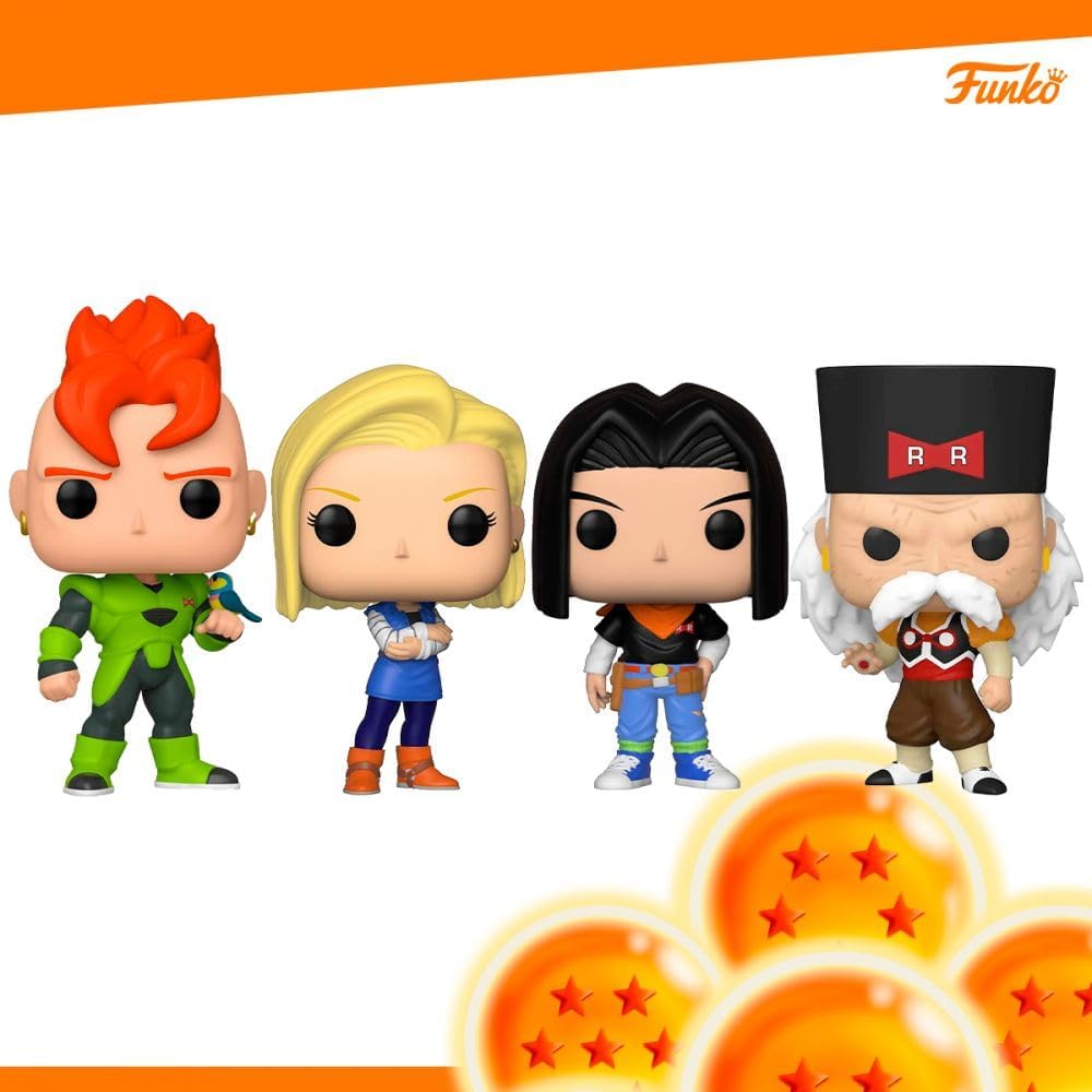 Funko Dragon Ball Z Android 16, Android 17, Android 18 and Dr. Gero Pop Vinyl Figure, 4-Pack, Multi-Colour (FUN61120) Taille unique Multi-coloured
