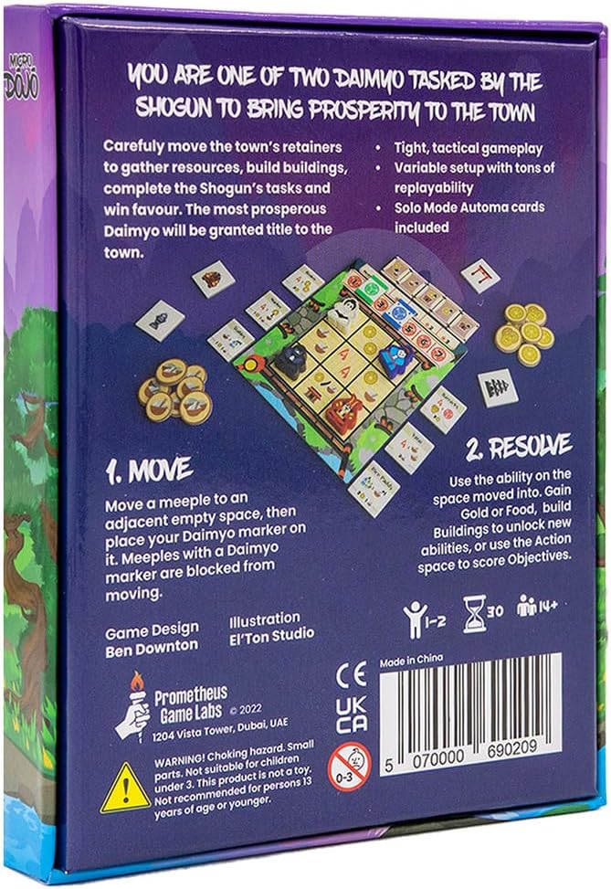Micro Dojo - Tactically Move meeples in a Cerebral and Variable Game for 2 Players That fits in Your Pocket (Age 14+
