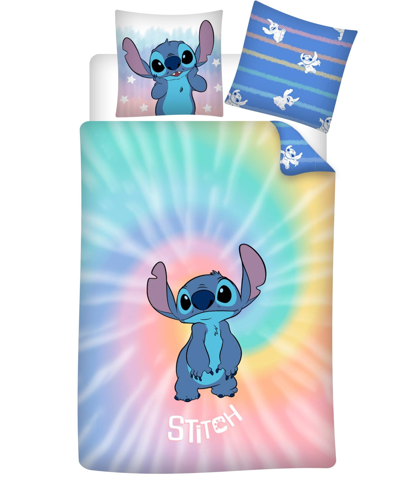 DISNEY - Parure de lit 140x200cm - Stitch Rainbow '100% PolyCoton'