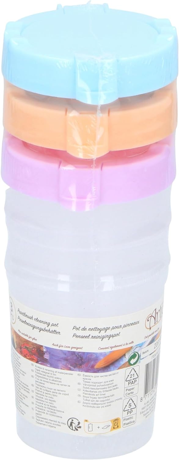 Brush Cleaning Container, 3 Pieces, 8.2 x 8.9 x 9.9 cm