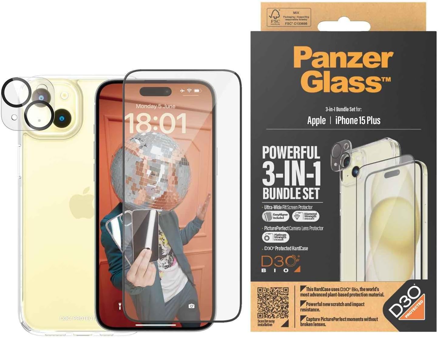 PanzerGlass 3-in-1-Pack iPhone 15 Plus