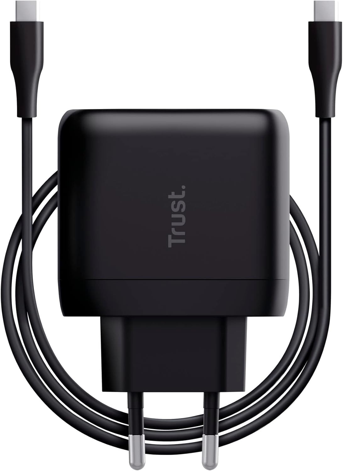 Trust Maxo Caricatore USB-C da 65W, 75% con Materiali Riciclati, Caricatore Rapido con Cavo USB-C da 2m, Adattatore di Alimentazione per iPhone, iPad, Samsung Galaxy, Smartphones, Tablets
