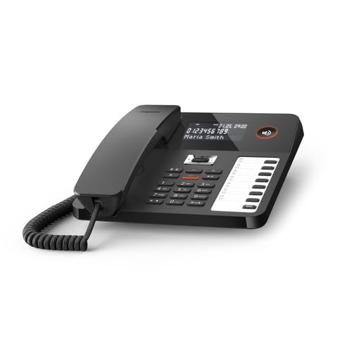 GIGASET Desk 800 TELEFONO DA TAVOLO WITH AMPIO DISPLAY RETOILLUMINATO SEGRETERIA TELEFONICA 7 x 2 TASTI PROGRAMMABILI Dam CUFFIE Nero Brand
