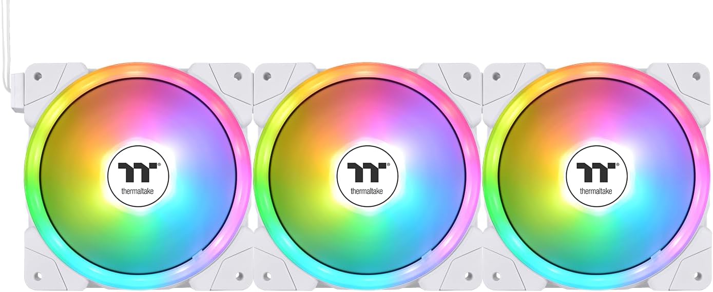 140mm Thermaltake SWAFAN EX14 ARGB PC Cooling Fan White TT Premium Edition 3 Fan Pack