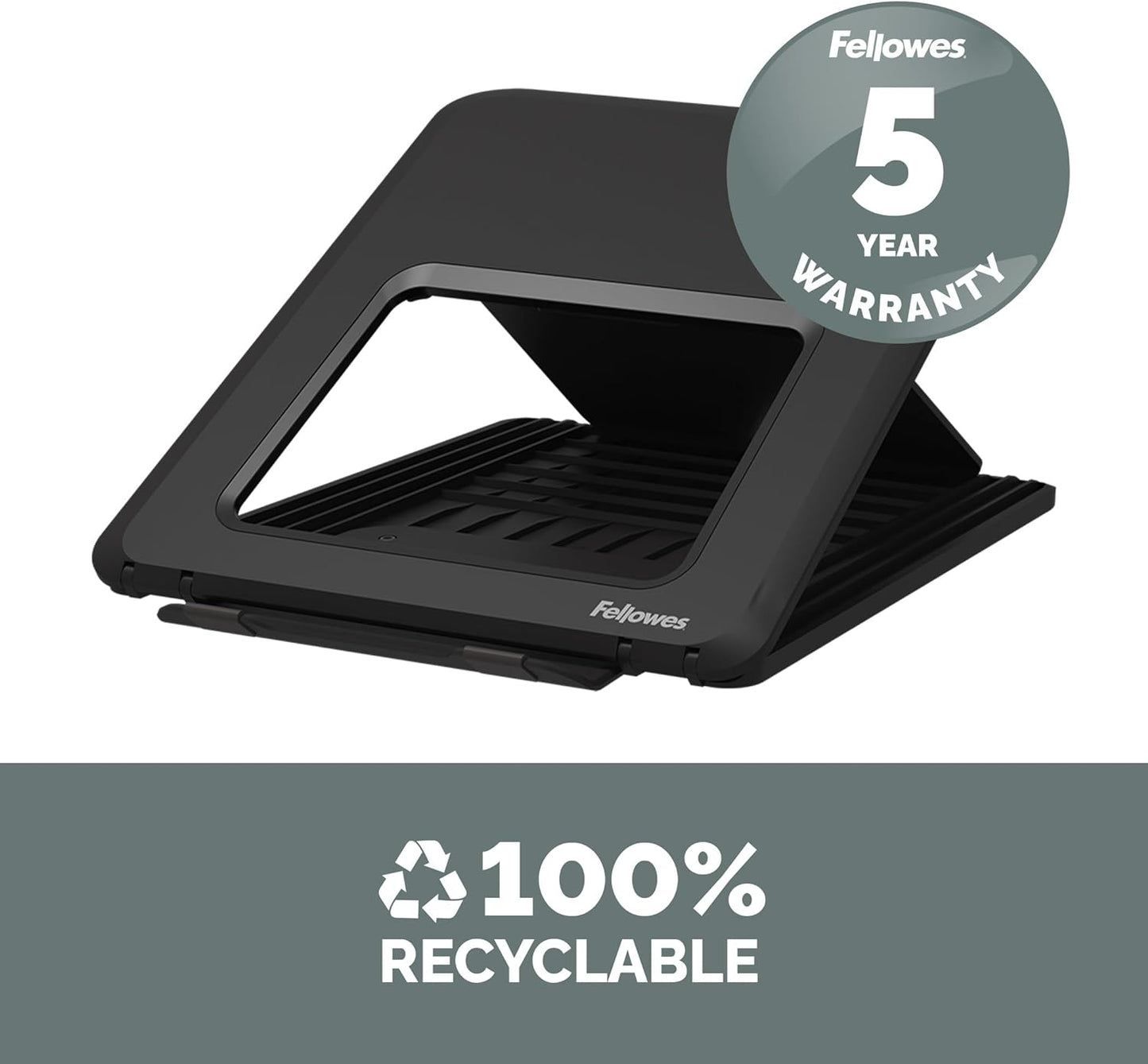 Fellowes Laptop-Ständer für den Schreibtisch - Breyta™ Verstellbarer, 100% recycelbarer Laptop-Ständer für zu Hause und Büro - 12 Höheneinstellungen - max. Monitorgröße 14", max. Gewicht 4KG