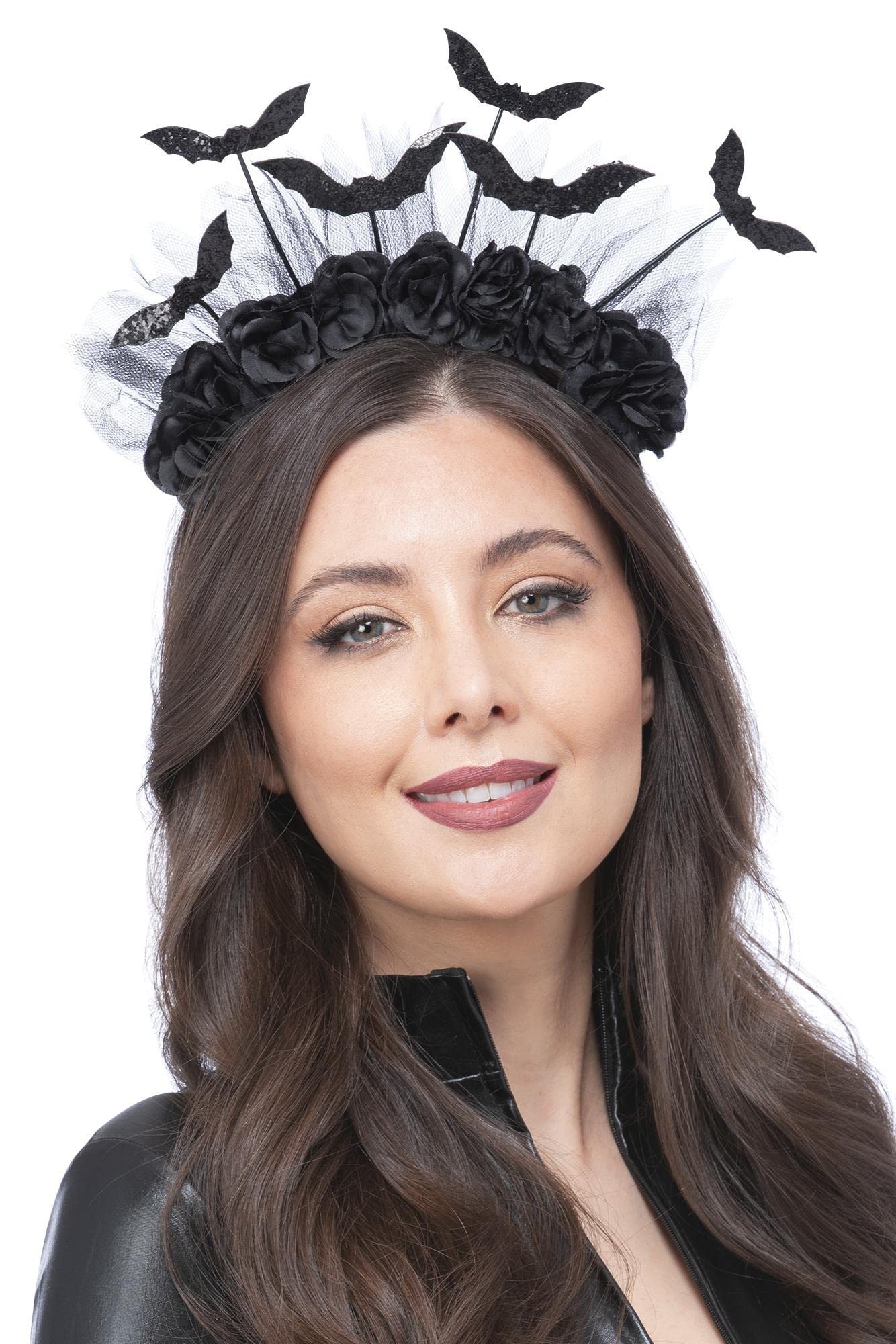 Smiffys Gothic Rose & Bat Bopper Headband