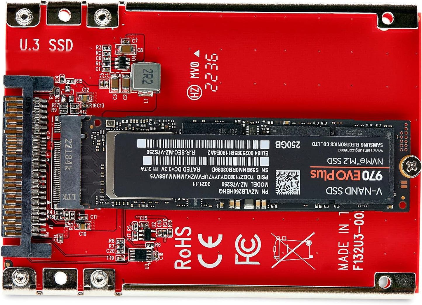 StarTech.com M.2 to U.3 Adapter for M.2 NVMe SSDs, PCIe M.2 Drive to 2.5inch U.3 (SFF-TA-1001) Host Adapter/Converter, TAA Compliant (1M25-U3-M2-ADAPTER