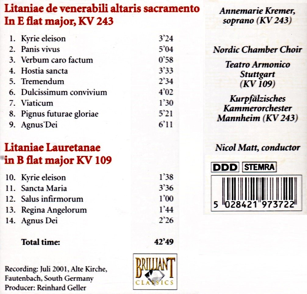 Mozart Litaniae K109-243