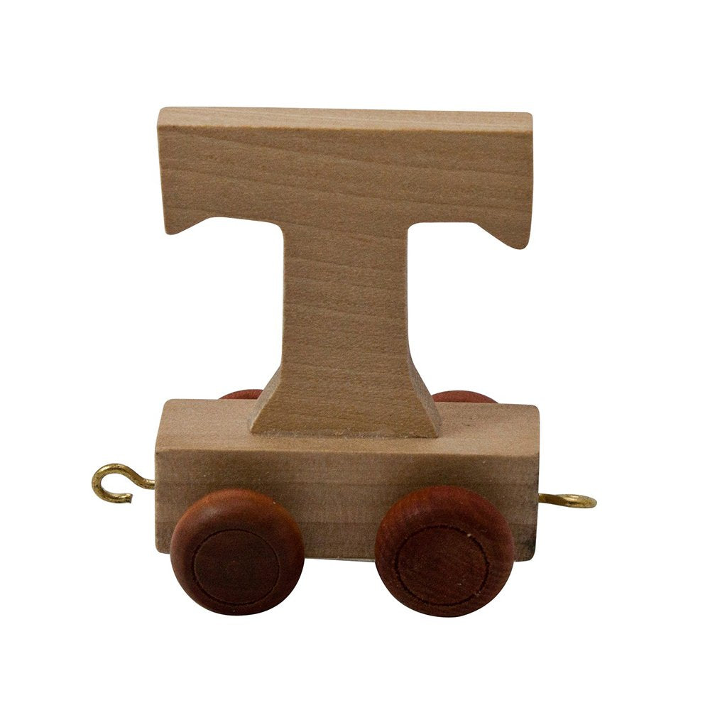 treinkarretje letter T hout beige 5 x 3,5 x 6 cm