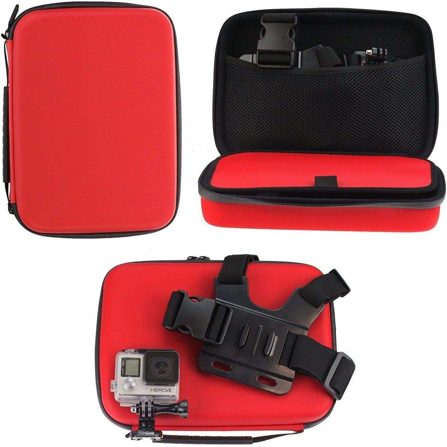 Navitech Red Case For AKASO V50X Native 4K30fps WiFi Action Camera