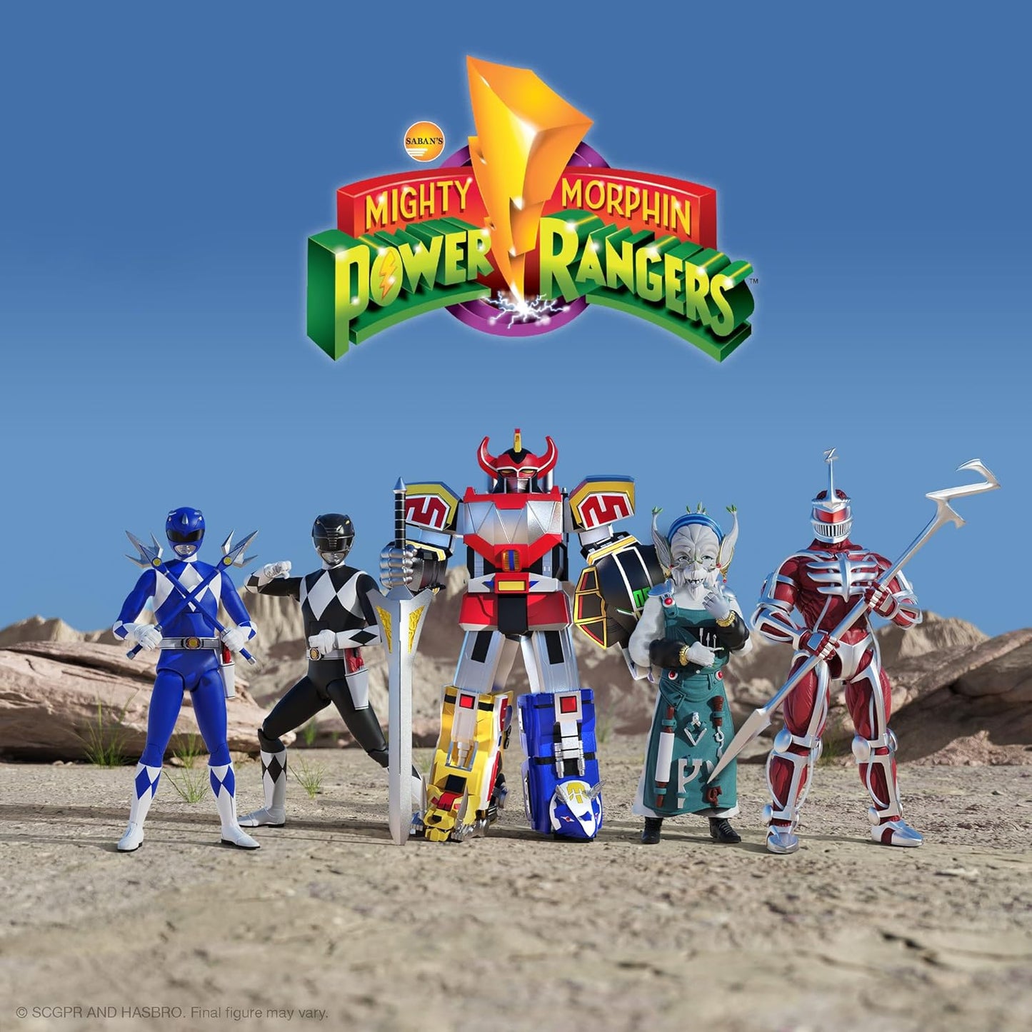 SUPER7 ULTIMATES! Mighty Morphin Power Rangers Black Ranger - 17,8 cm Power Rangers Actionfigur mit Zubehör, Klassische TV-Show-Sammlerstücke