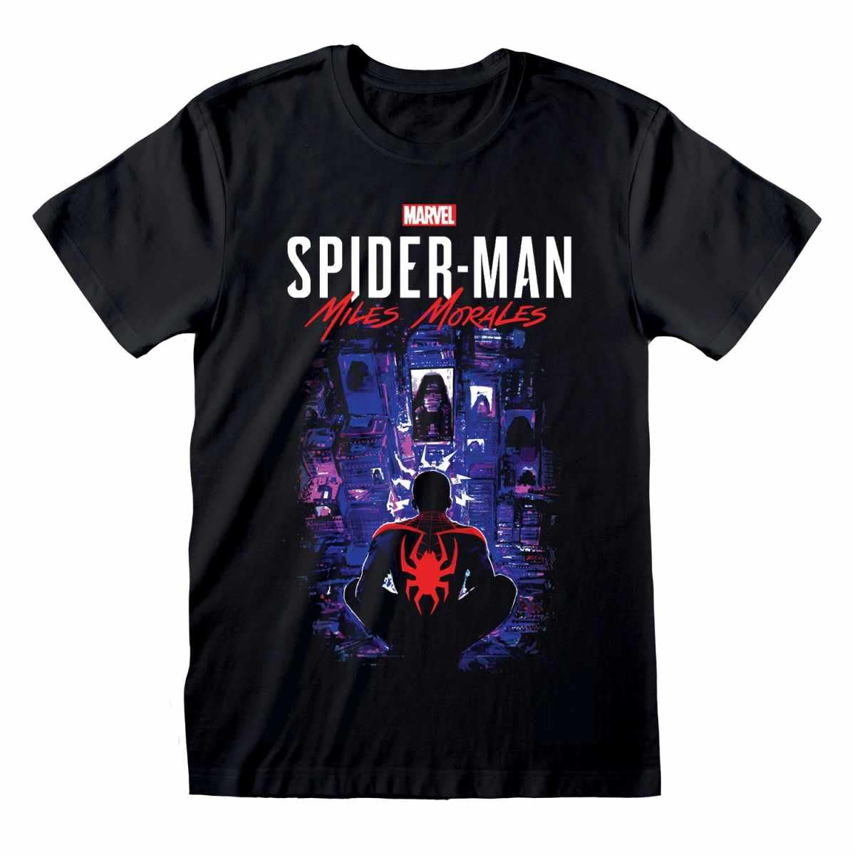 Marvel Spider Man T-Shirt | City Overwatch - Miles Morales Shirt for Men, Women | 100% Cotton | Official Spiderman Merchandise