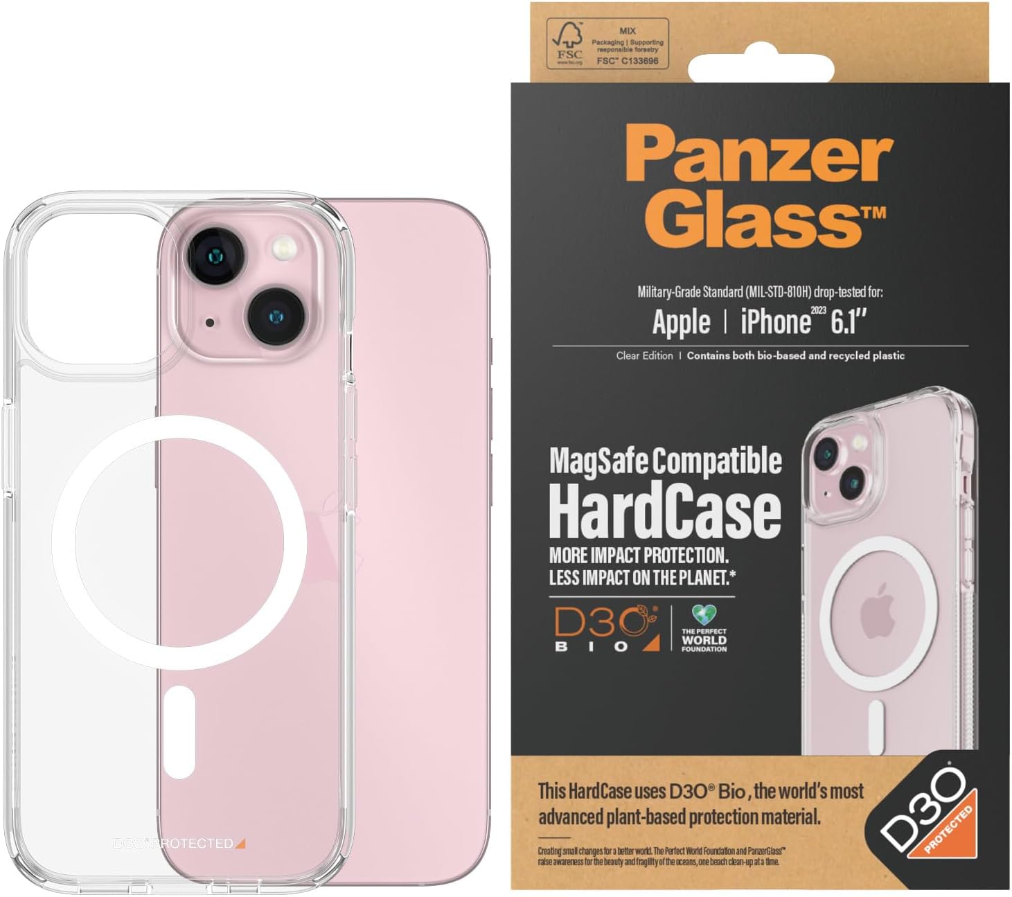 PanzerGlass™ HardCase MagSafe Compatible mit D3O iPhone 15