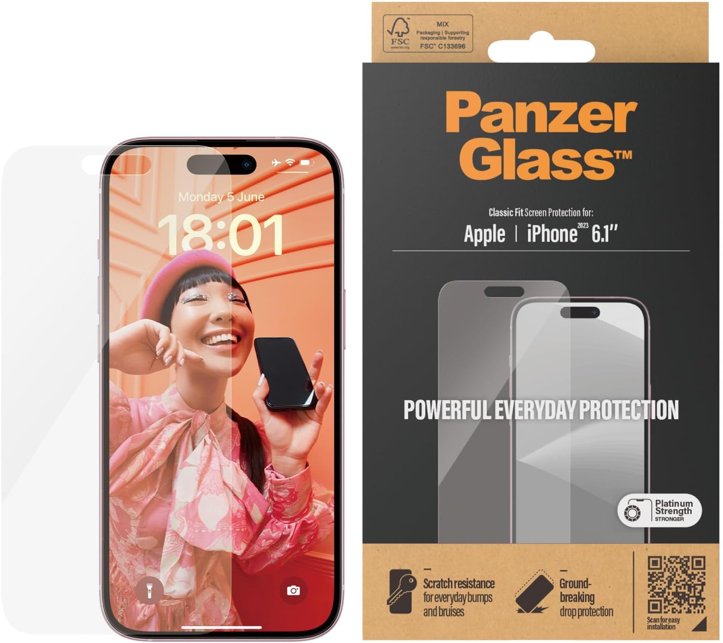 PanzerGlass - Screen Protector iPhone 15 - Classic Fit