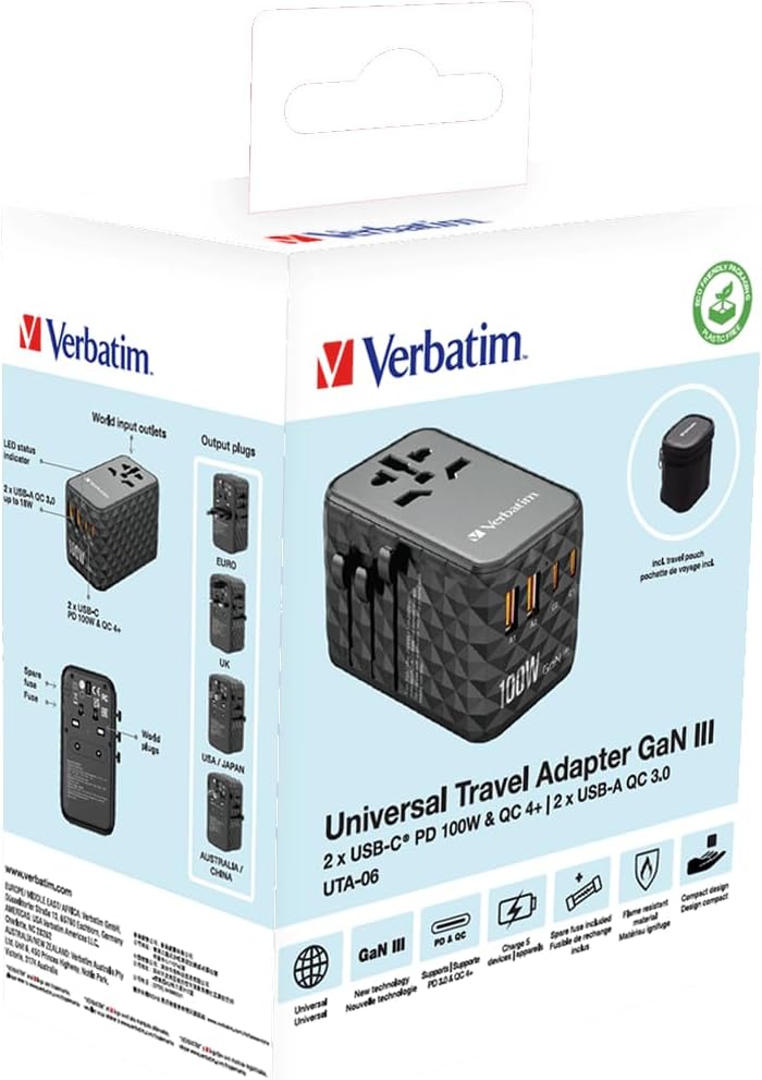 Verbatim - Gan Iii Universal Travel Adapter Uta-05 Pd65W Qc 4+
