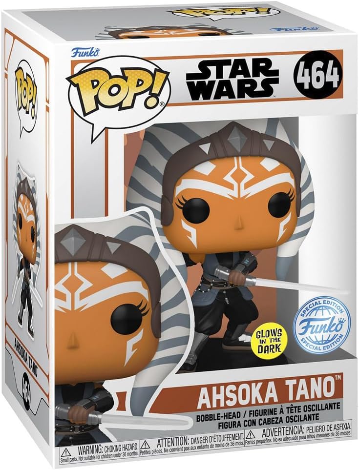 Funko Boxed Pop! & Tees (Adult): Disney Star Wars - Ahsoka Tano (Glows In The Dark) Bobble-Head Vinyl Figure & T-Shirt (