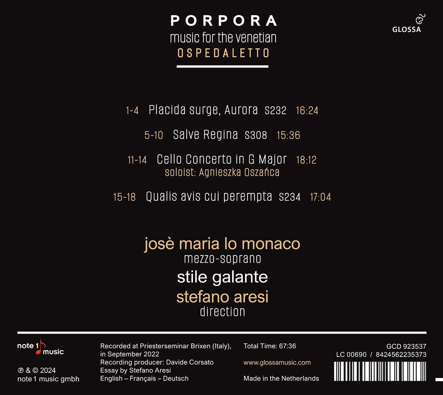 Porpora: Music for the Venetian Ospedaletto