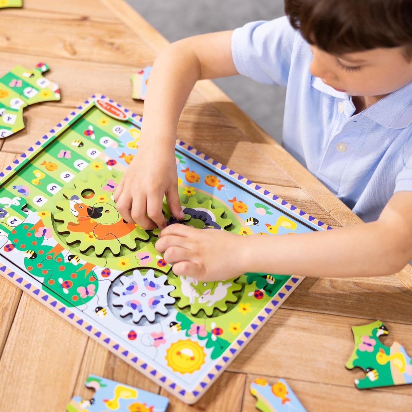 Melissa & Doug Wooden Animal Chase Jigsaw Spinning Gear Puzzle – 24 Pieces, Puzzles for 3 year olds, Wooden puzzle, Montessori toys, Toddler puzzles, Problem solving, Gift for boy or girl Animal Gear Puzzle(New)
