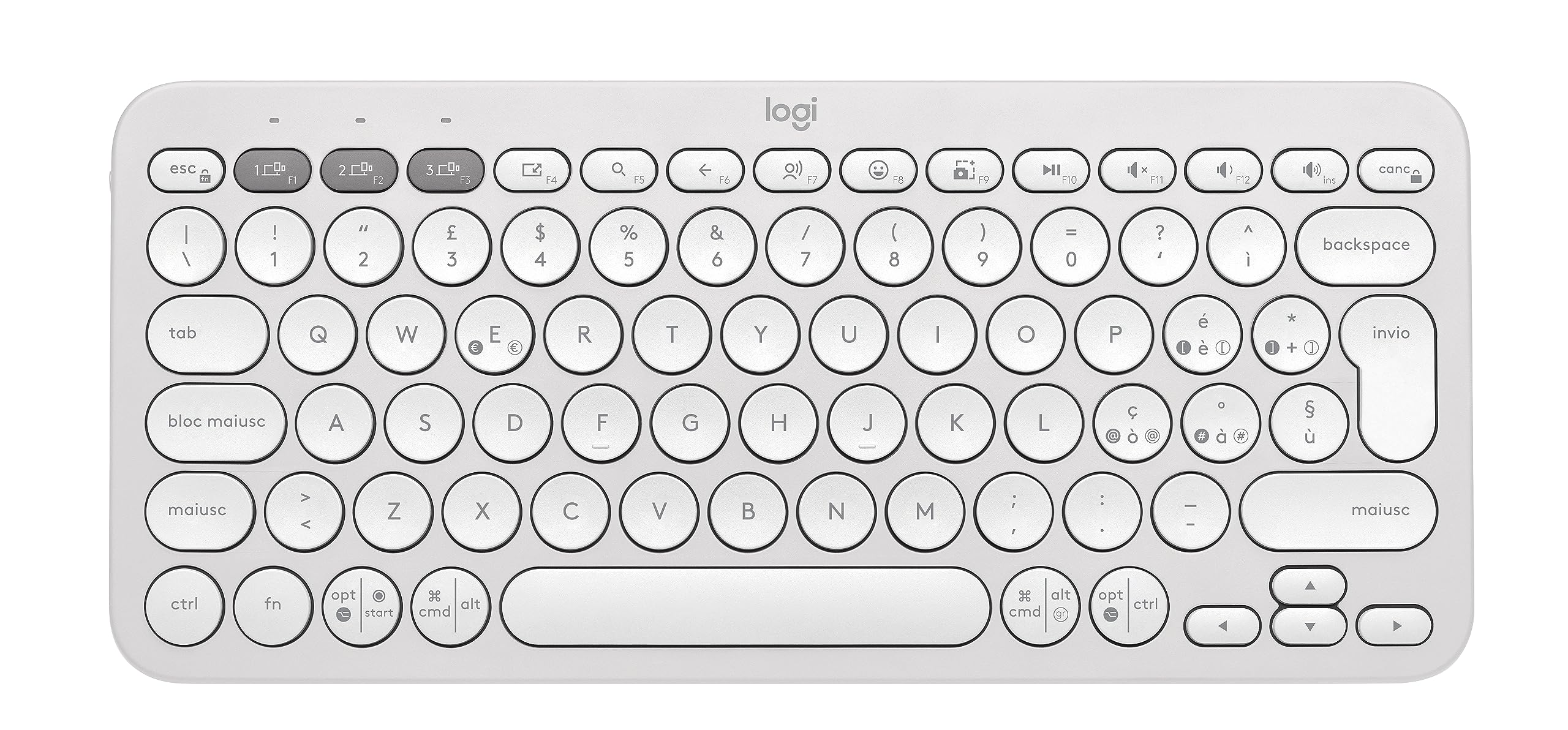 Logitech Pebble Keys 2 K380s - QWERTY Pan Nordic Layout, White