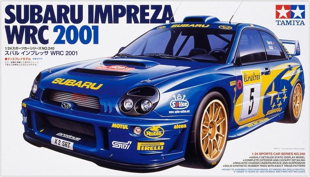 Tamiya- Subaru Impreza WRC 2001 vehículo 300024240 2001-Modelo de Coche (1:24), Multicolor, 183.5 mm Length (24240