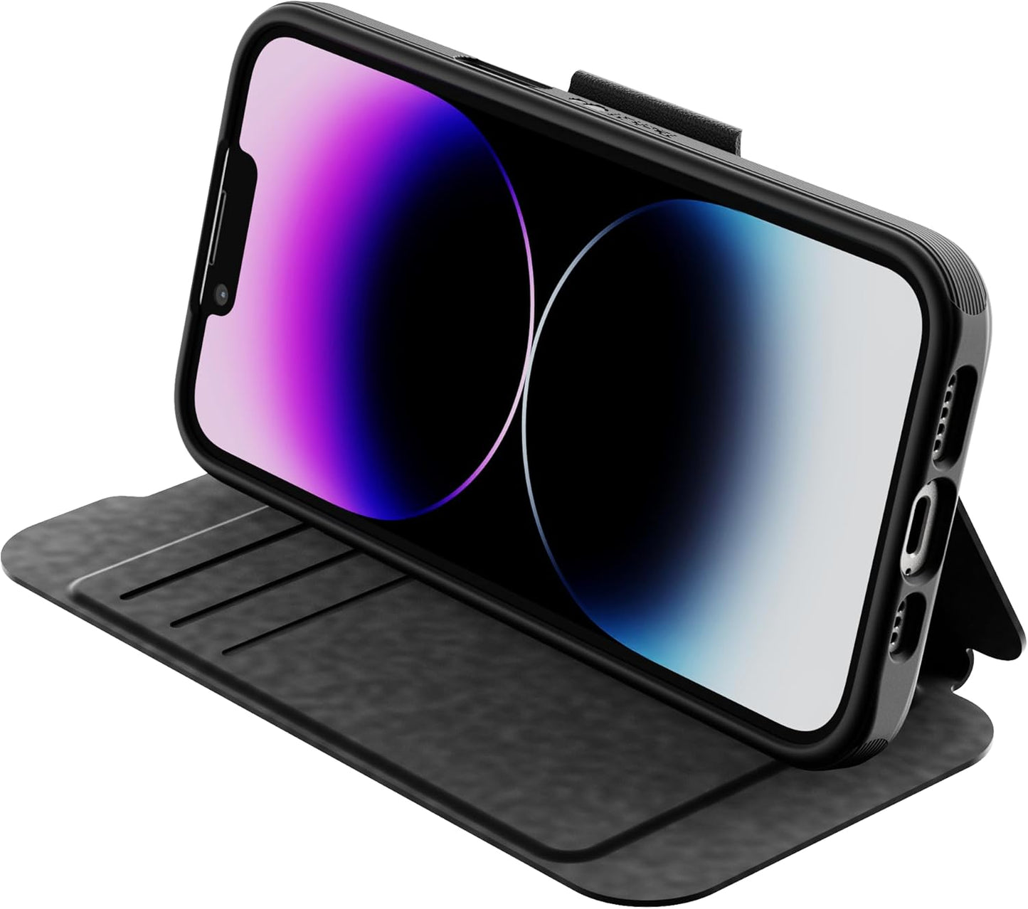 Tech 21 EvoLite Wallet Case for iPhone 14-3 card slot wallet, Black