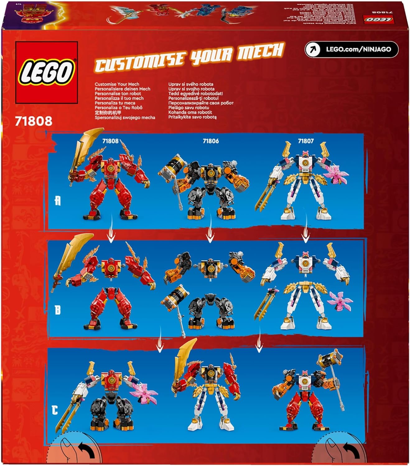 LEGO NINJAGO Kai’s Elemental Fire Mech, Action Figure Building Set from Dragons Rising, Ninja Toy for 7 Plus Year Old Boys & Girls with Kai and Zane Character Minifigures, Birthday Gift Idea 71808