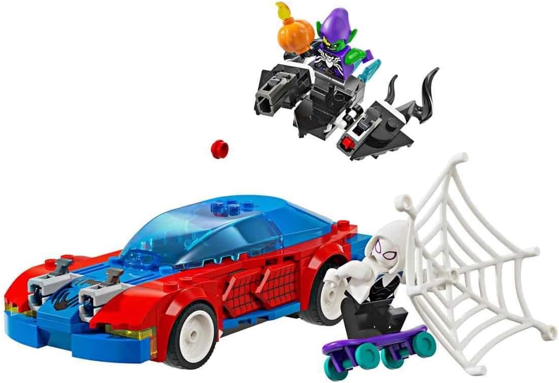 LEGO Marvel Spider-Man Race Car & Venom Green Goblin, Super Hero Building Toys & Marvel Motorcycle Chase: Spider-Man vs. Doc Ock, Motorbike Building Toy for Kids