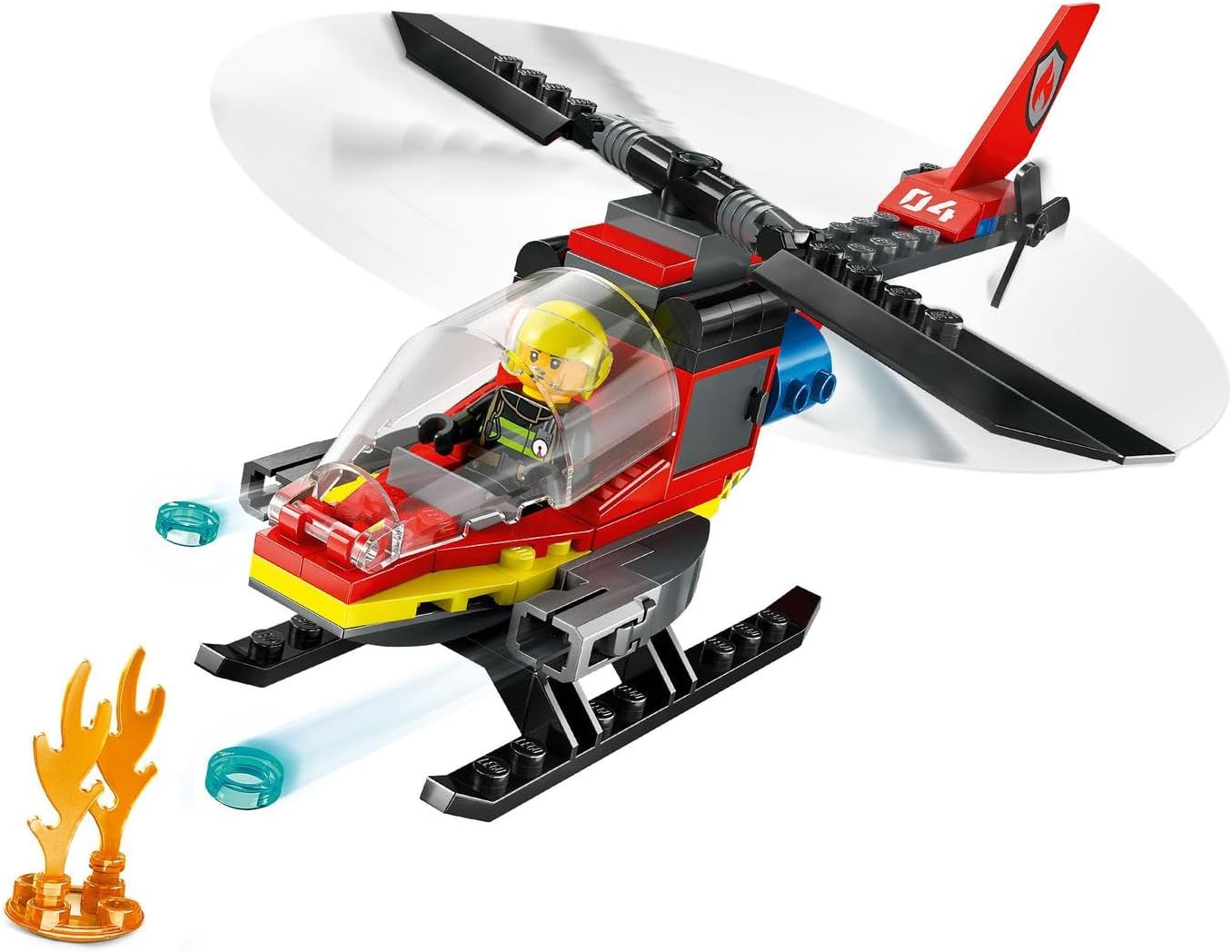LEGO City Fire Rescue Helicopter Toy for 5 Plus Year Old Boys & Girls, Vehicle Building Set with Firefighter Pilot Minifigure, Imaginative Play Gift for Kids 60411